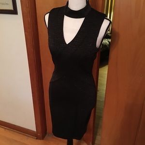 Black/metallic body con dress, size 5 brand new
